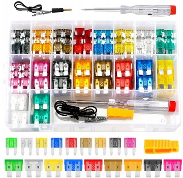 ZESTAW BEZPIECZNIKÓW SAMOCHODOWYCH 180 EL. 2A-40A+PRÓBNIK