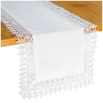Bieżnik laufer GŁADKI gipiura KORONKA 40x160 BIAŁY