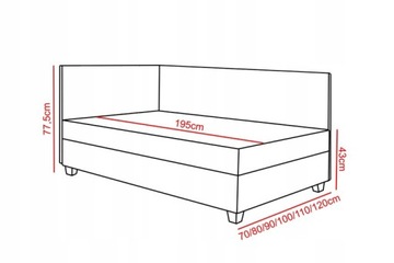 Кушетка Молодёжная кровать для подростка, 90 см + LED