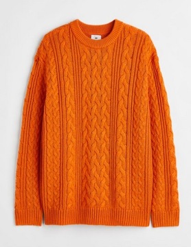 H&M sweter męski w warkoczowy splot relaxed z wełną S M 170 F80