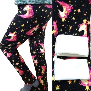 Legginsy ocieplane dziewczęce THERMO polar futerkiem GETRY spodnie 98-104