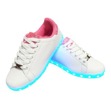 Adidasy sportowe led ORYGINAL white/pink USB 39