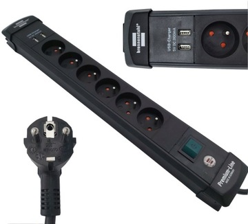 LISTWA ZASILAJĄCA PRZEDŁUŻACZ 2xUSB 6 GNIAZD 3m