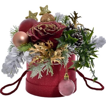 STROIK ŚWIĄTECZNY NA STÓŁ FLOWER BOX BOŻE NARODZENIE KOMPOZYCJA ŚWIERK GŁÓG