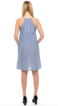 LEE sukienka CHECKED blue STRAPPY DRESS _ M r M