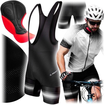 Spodenki rowerowe na szelkach z wkładką 4D żel XL