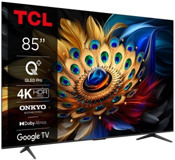 TCL 85C655 85-дюймовый телевизор QLED Pro 4K UHD Google TV 60 Гц DVB-T2