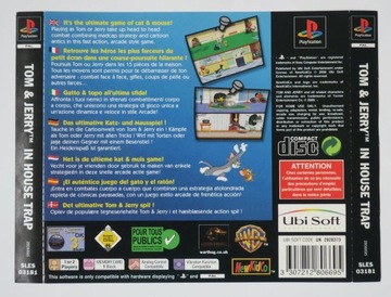 PS1 TOM & JERRY IN HOUSE TRAP OKŁADKA TYLNA PLAYSTATION 1 PSX