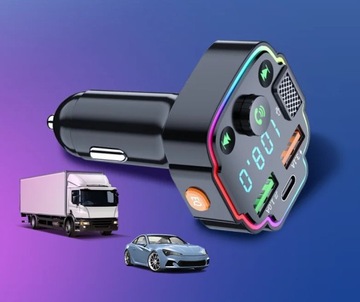 FM-ПЕРЕДАТЧИК BLUETOOTH 5.0 ЗАРЯДНОЕ УСТРОЙСТВО QC 3.0 PD 20 Вт RGB 2x USB USB-C