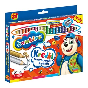 BAMBINO Мелки в деревянной рамке, 24 цвета + точилка