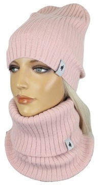 KOMPLET DAMSKI CZAPKA DAMSKA + KOMIN SZALIK CHUSTA