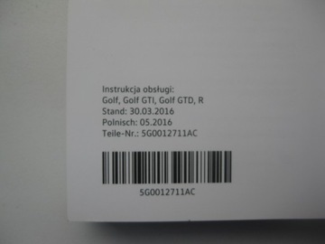VW Golf VII 2013-2016 польская инструкция, красочная, оригинал VW OEM