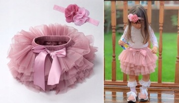 Spódnica wizytowa tiulowa TUTU z majteczkami bloomers + opaska 92-98 2-3L