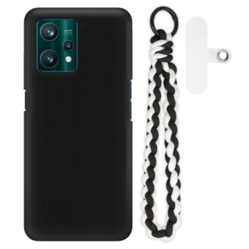Pouzdro Matné Černé Pro Realme 9 Pro Plus Case Držák Na Ruce S Opleteným Provázkem