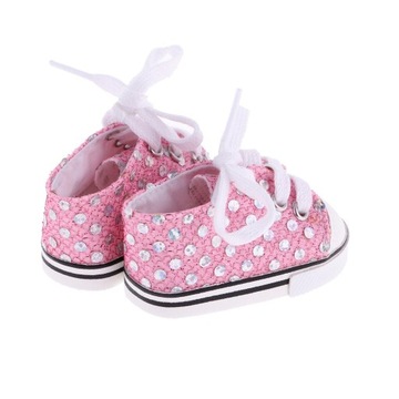 2 пары кроссовок с пайетками, кукольная обувь.