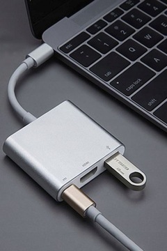 Переходник USB-C на HDMI дополнительно USB 3.1 ноутбук смартфон iPad MacBook