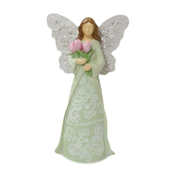 -Exquisite Mother Angel Statues Sculpture Green