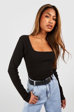 G1521 CZARNE PRĄŻKOWANE BODY BOOHOO L