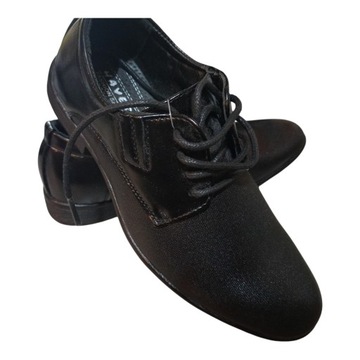 Buty komunijne eleganckie czarne wiązane r. 41