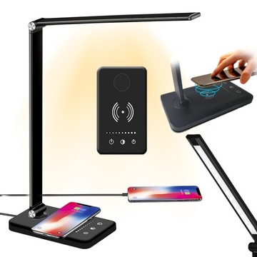 LAMPA STOŁOWA LED BEZPRZEWODOWY ŁADOWARKA DOTYKOWA NA BIURKO SZKOLNA TIMER