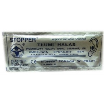 Wkładki, zatyczki douszne przeciwhałasowe Stopper MWD-11