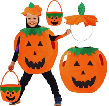 НАряд ТЫКВЫ ПЛАТЬЕ НА ХЭЛЛОУИН КОСТЮМ ТЫКВЫ + КОРЗИНА 3 шт.