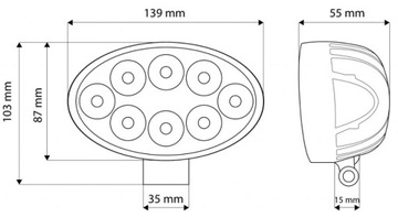 РАБОЧАЯ ЛАМПА 8 LED ОВАЛЬНАЯ ГАЛОГЕННАЯ 12-24В для трактора