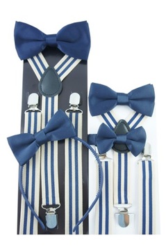 Темно-синие Подтяжки для брюк, мужской галстук-бабочка, элегантный комплект