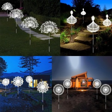 4 шт. СОЛНЕЧНЫЕ САДОВЫЕ ОГНИ Одуванчик ДЕРЕВО ФЕЙЕРВЕРК УКРАШЕНИЕ 480 светодиодов