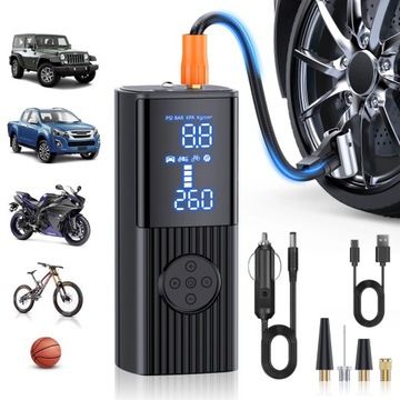 KOMPRESOR SPRĘŻARKA SAMOCHODOWA POMPKA OPON PRZENOŚNA 12V LED 9000mAh