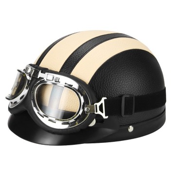 KASK MOTOCYKLOWY HEŁM RETRO GOGLE
