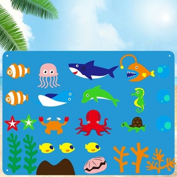 TABLICA MATA EDUKACYJNA Z FILCU PLANSZA DLA DZIECI FILCOWA ZOO MONTESSORI