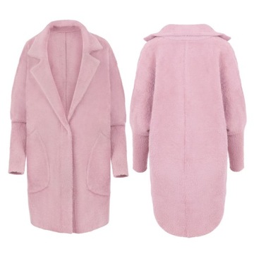 ПАЛЬТО АЛЬПАКА, ШЕРСТЯНОЙ ВОРОТНИК, ПОРОШКОВЫЙ РОЗОВЫЙ