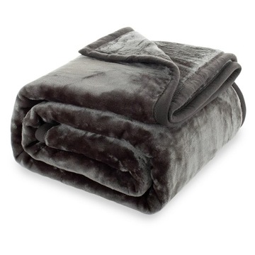 Koc GRUBY 160x200 AKRYLOWY gładki ciepły NARZUTA na łóżko YASEMIN grafit