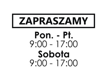 Naklejka na drzwi szybę GODZINY OTWARCIA 30 cm