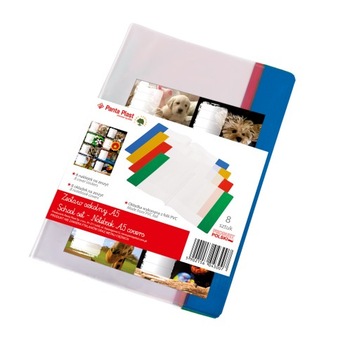 PANTA PLAST OKŁADKA OKŁADKI NA ZESZYT A5 PVC MIX KOLORÓW 8sz + NAKLEJKI 8sz