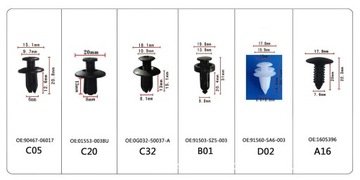 ЗАЖИМЫ, ШПИЛЬКИ, АВТОМОБИЛЬНЫЕ ЗАЖИМЫ ДЛЯ ОБИВКИ АВТОМОБИЛЯ