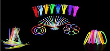 Браслеты, Светящиеся браслеты, Люминесцентные светящиеся палочки, 100 шт, 8 цветов