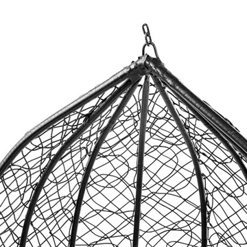 FOTEL OGRODOWY WISZĄCY KOKON DUŻY KOSZ KORFU CZARNY PODUSZKA CZARNA