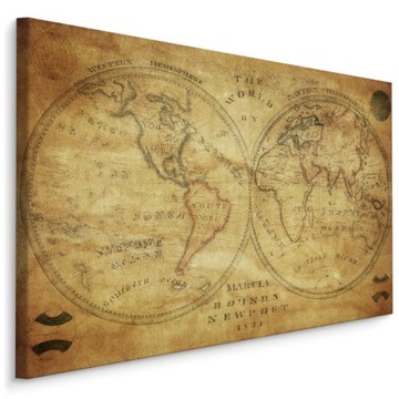 Obraz Ścienny Stara Mapa Świata VINTAGE 100x70