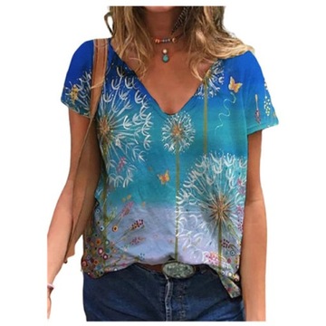3D Damski T-Shirt V-Neck Nadruk D dmuchawiec kobie