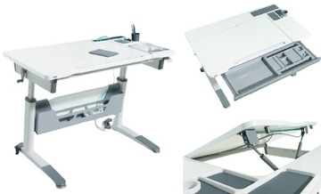 Biurko białe REGULOWANE prawe 120cm Paidi JARO Wielofunkcyjne Gamingowe