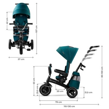 Kinderkraft Rowerek Trójkołowy 5w1 Spacerówka Wózek od 9m EASYTWIST Zielony