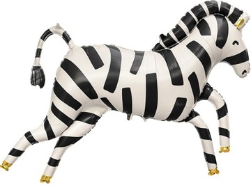 BALON FOLIOWY ZEBRA CZARNA BIAŁA SAFARI ZOO NA URODZINY NA HEL DUŻY 100 CM