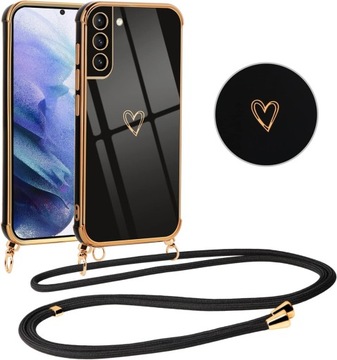 Pokrowiec na smycz do Samsung Galaxy S21 Plus 5G, ładny wzór serca etui z n