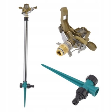 ZRASZACZ OGRODOWY PULSACYJNY ZESTAW METALOWY OBROTOWY 360° METALOWY POLOWY