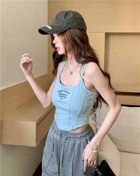 Женский укороченный топ без рукавов с принтом, сексуальные майки