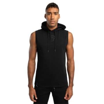 KOSZULKA BEZ RĘKAWÓW TANK TOP Z KAPTUREM TRENINGOWA SPORT - Strix XL czarna