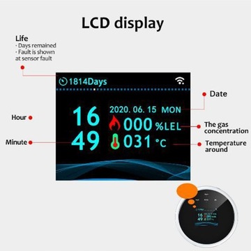 Tuya Wifi czujnik gazu ziemnego domowy,baterie