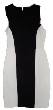 MANGO Suit czarno-biała olówkowa sukienka XS